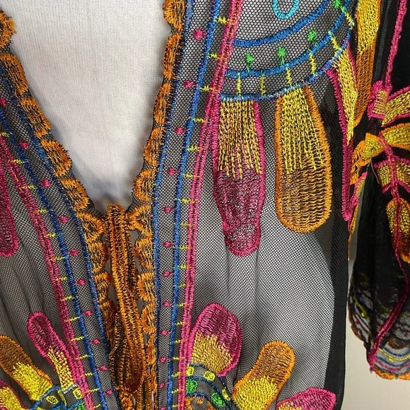 RACHEL Rachel Roy Colorful Sheer Kimono Swim Cover Up One Size Beach - Picture 5 of 10